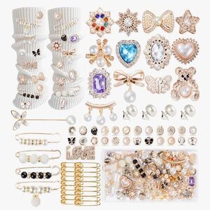 🆕 65Pcs Charms for Socks Safety Pin Brooch junk socks charms Brooches and Pins